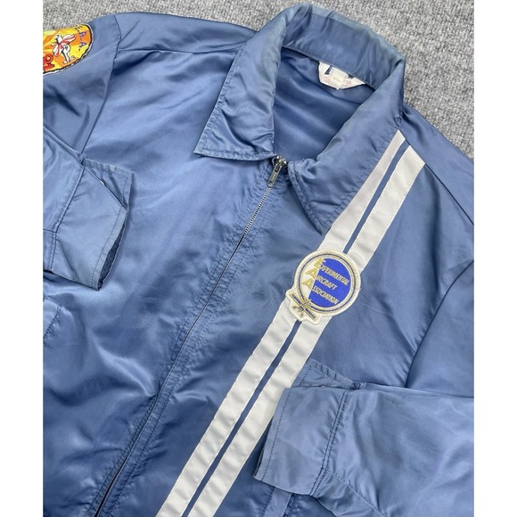 Vtg Experimental Aircraft Association EAA Blue Windbreaker Jacket L Ideal Zipper